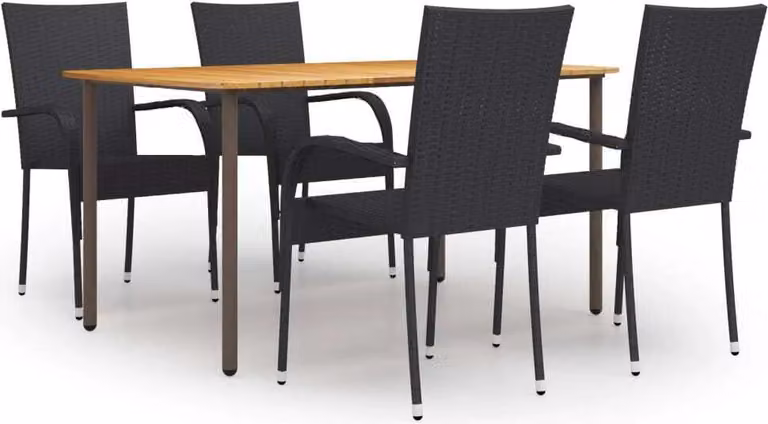 Maison Exclusive - Set Mobili da Pranzo Giardino 5 pz in Polyrattan Nero