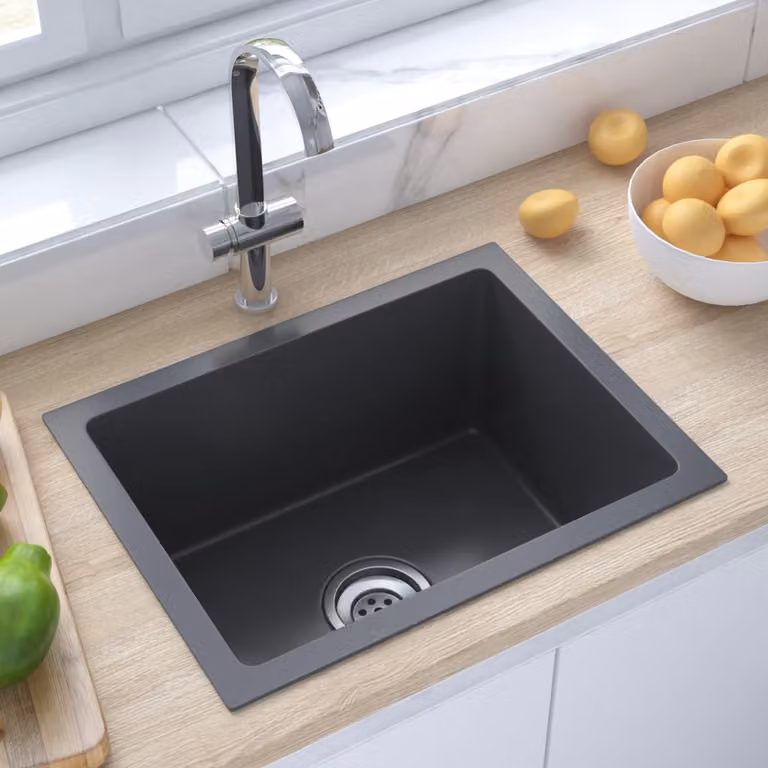 The Living Store Lavello da incasso a mano in acciaio inox nero