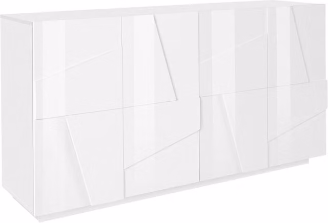 Credenza 4 Ante Battenti 162,4x44,2x86 cm Ping Bianco Lucido