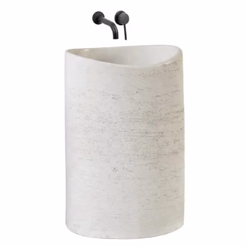 Rea - Lavabo Monolitico Merlo Curvato - Ceramica - Beige, Ecru - 34 x 55 x 85,5 cm