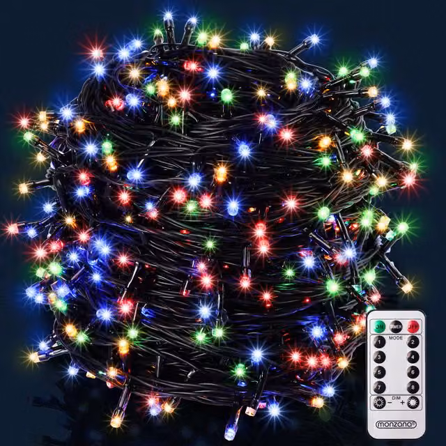Catena di luci natalizie Monzana con 400 LED multicolore, lunghezza 40m, con telecomando e timer, protezione IP44