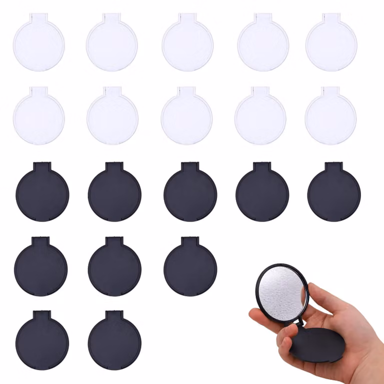 Set da trucco con specchio, 20 pezzi - Mini specchio pieghevole - Portatile, ideale per le donne - Perfetto per i viaggi - Dimensioni 7,1 x 6 cm - Riflesso nitido - Specchio da viaggio