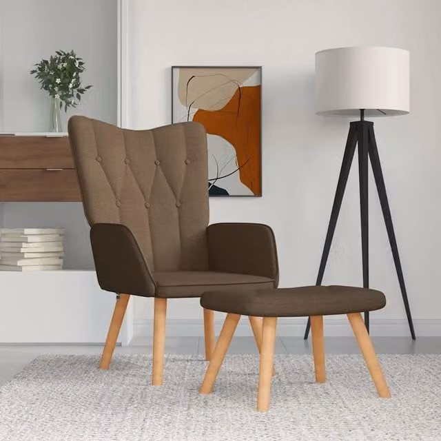 Poltrona Relax Moderna con Poggiapiedi Integrato in Tessuto Marrone