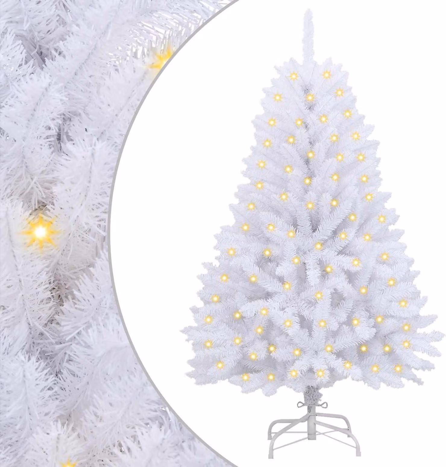 Albero di Natale artificiale Bianco 120 cm PVC e Metallo