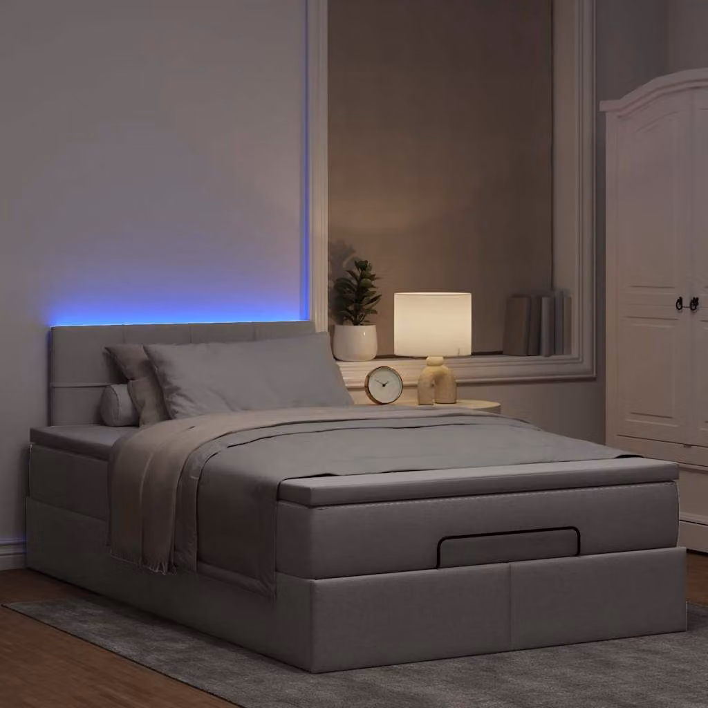 Maison Exclusive - Letto ottomano con materasso e LED taupe 120x190 cm tessuto