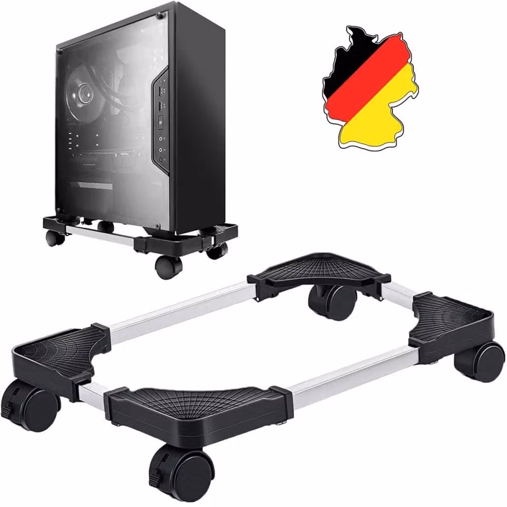 Carrello per computer, torre PC, supporto, carrello da ufficio, carrello per dispositivi con 4 ruote