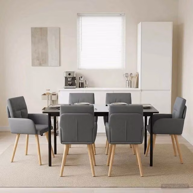 Sedie da pranzo 6 pz Tessuto Grigio Scuro 60 x 56 x 93 cm 3428366