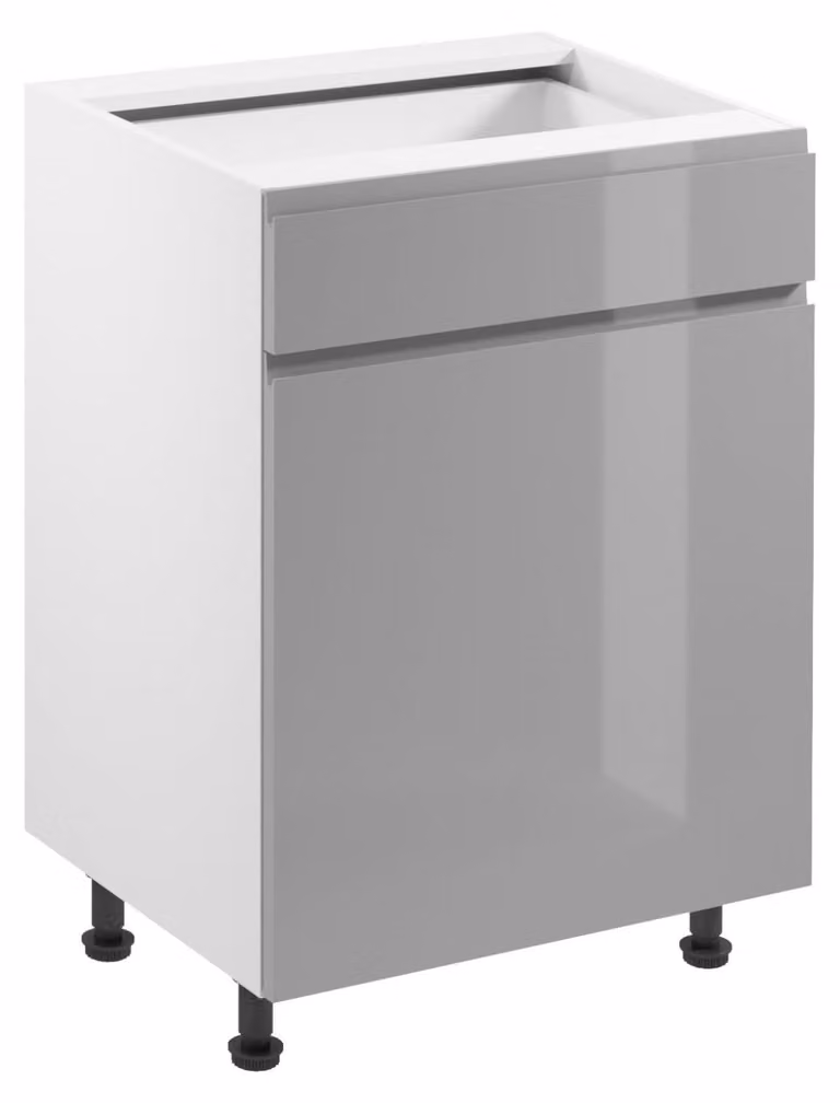 Mobile base ARBOR con cassetto - larghezza 60 cm, grigio lucido / bianco