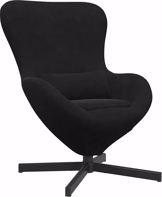 Poltrona | Sedia Relax uovo Nero 63 x 73 x 90 cm Velluto