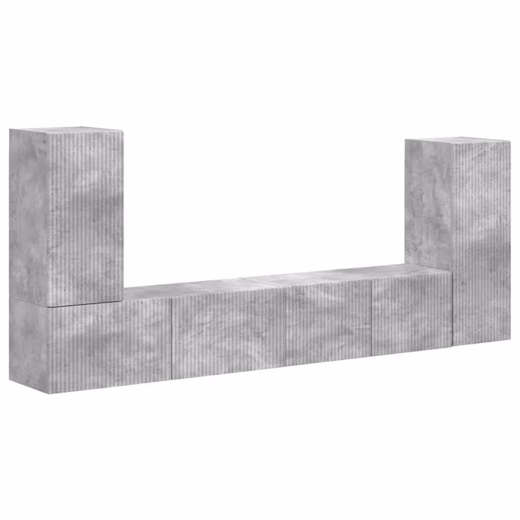 Set mobile TV moderno vidaXL in 4 pezzi, colore grigio, in legno MDF per soggiorno o ufficio in casa – 2