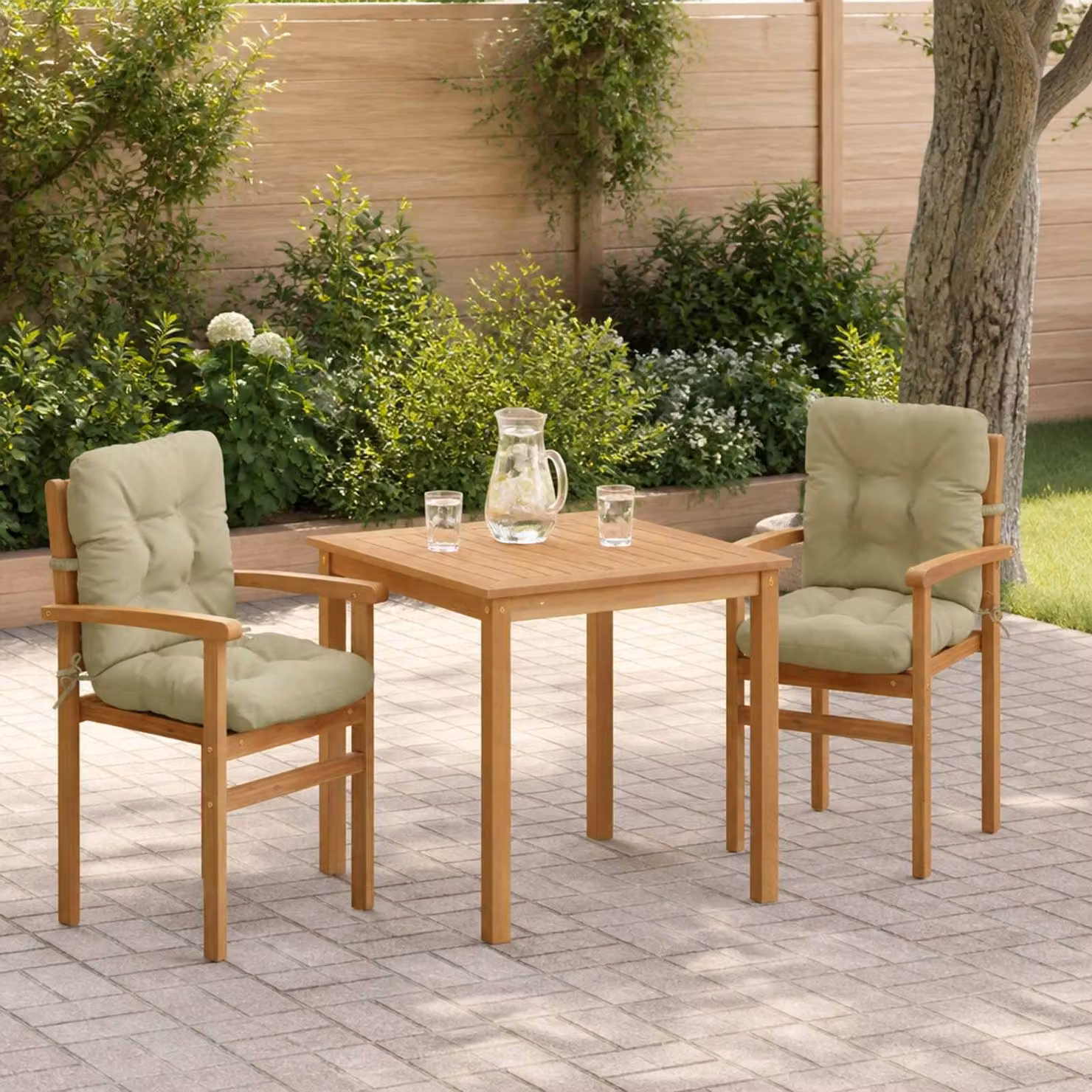 Set di 2 cuscini per sedia alta vidaXL VIANEN in poliestere con fodera rimovibile e resistenza UV, disponibili in verde o beige