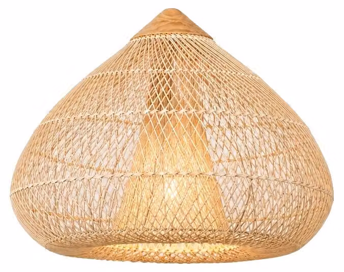 Lampada a sospensione, design in rattan intrecciato a mano, da montare a soffitto, colore beige, diametro 60 cm, senza lampadina