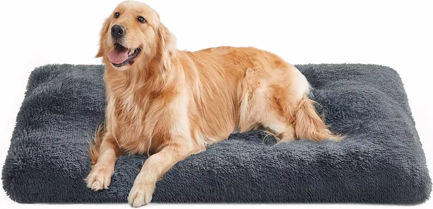 Lettino per cani FEANDREA, tappetino per animali, morbido, 122 x 74 cm, imbottitura morbida, lavabile in lavatrice, cuscino per cani, multifunzionale, grigio scuro