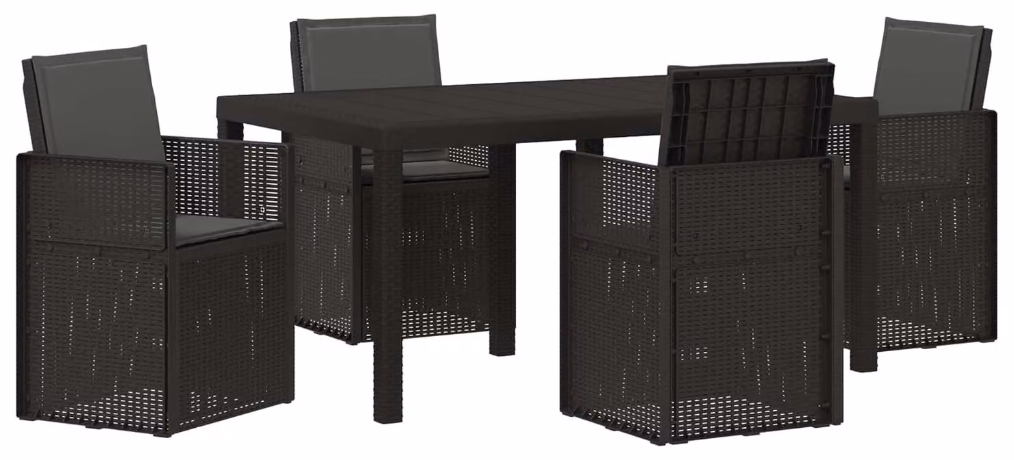 Set da Pranzo per Giardino con cuscino 5 pcs Antracite PP