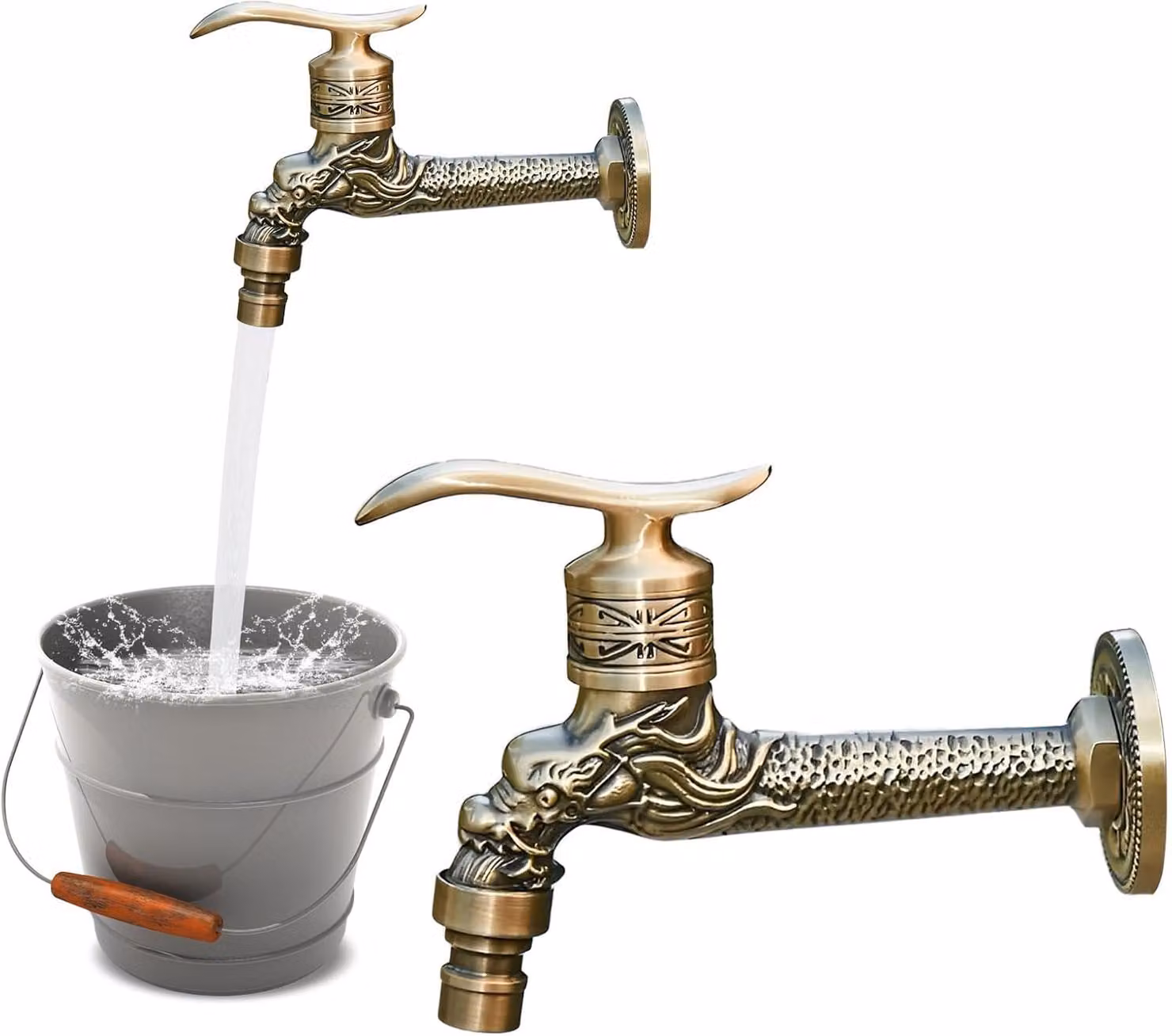 Rubinetto vintage da parete, con attacco da 1/2 pollice, resistente alla corrosione, adatto per giardino e cucina