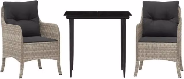 Set Salotto da Giardino Moderno in Polyrattan con Tavolo in Vetro e Cuscini, Colore Antracite – 1