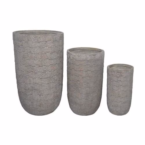 Set 3 Vasi Oleandro in Fibra di argilla Grigio