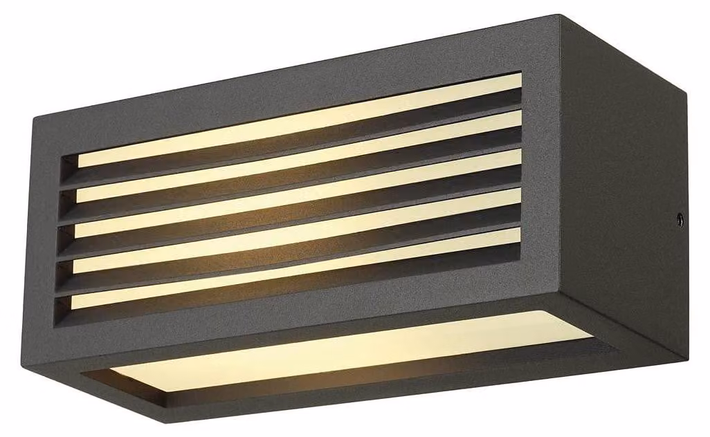 Lampada da parete esterna, forma quadrata, alluminio/acrilico, attacco E27, max. 18 W, colore antracite