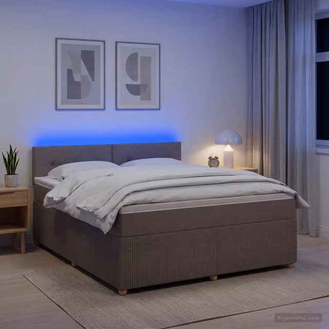 Letto box spring ibrido vidaXL con materasso a molle insacchettate e base contenitore, colore grigio o beige, L/P: 160 x 200 cm – 1