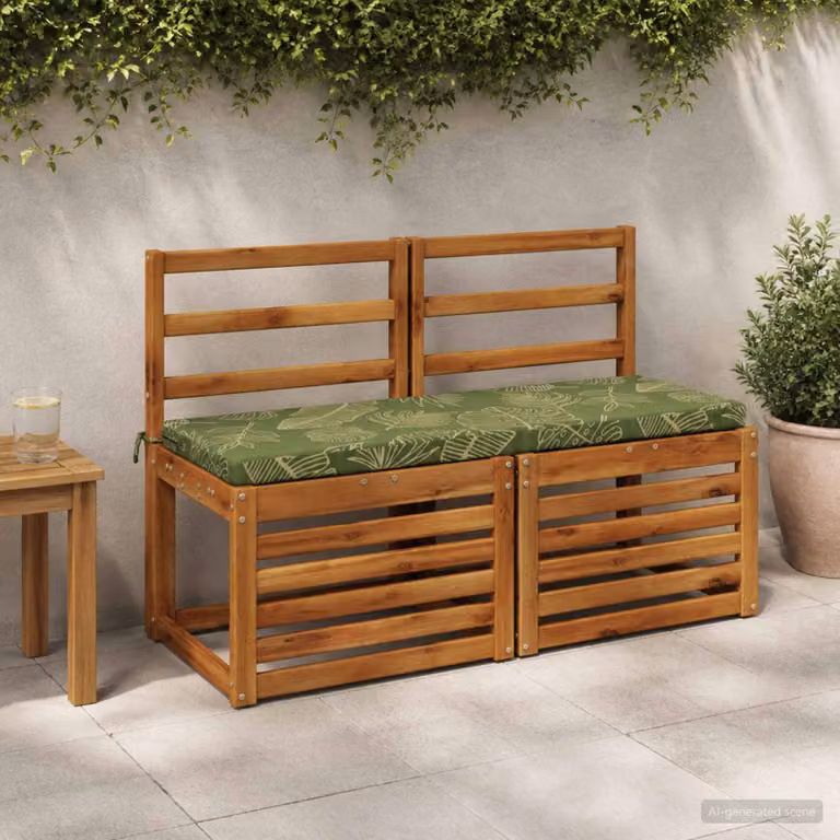 Cuscino per panchina vidaXL SOEST verde con design a foglia in poliestere e schiuma resistente ai raggi UV con rivestimento rimovibile