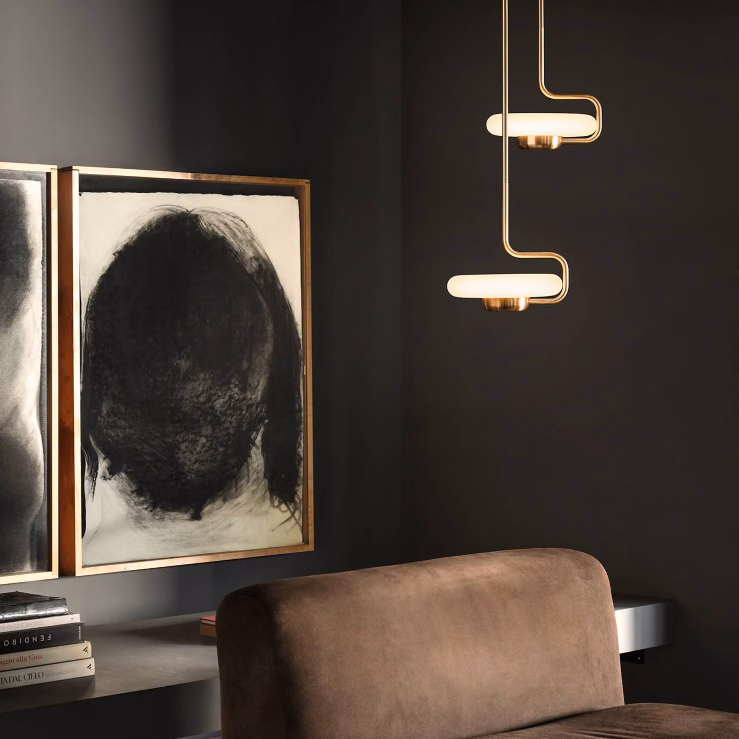 kdln Lampada a sospensione TRATTO, dimmerabile, Ottone / Oro, Soggiorno / Sala da pranzo, Metallo, Design, Lampada a sospensione