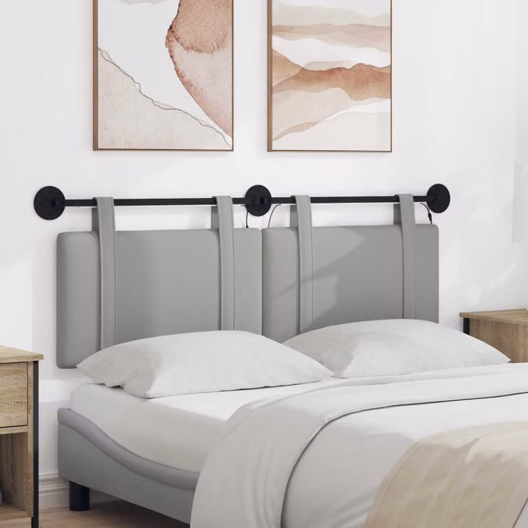 Testiera per letto sospesa vidaXL in tessuto Grigio con illuminazione integrata L: 150 cm, H: 55 cm, P: 6,38 cm