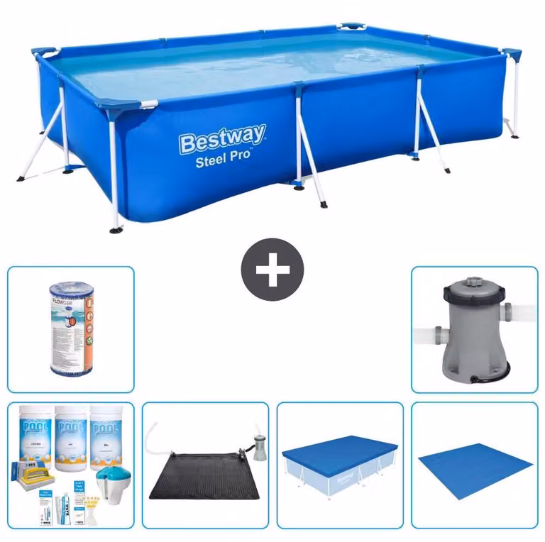 Bestway Steel Pro, piscina rettangolare - 300x201x66 cm - 7 pezzi - Modello S22245