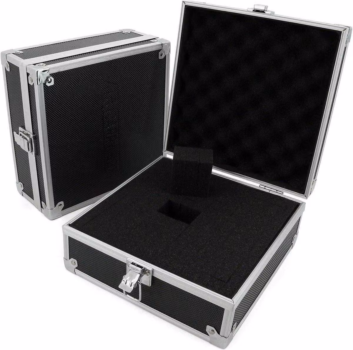 Valigetta portautensili in alluminio, piccola, vuota, dimensioni 200x200x90 mm, alluminio/nero - AR Carry Box®