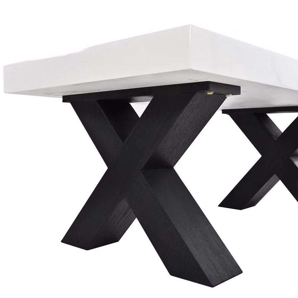 Tavolino da caffè moderno Minimal Minimal Bianco e Nero in MDF lucido con gambe a X L 100 cm x P 50 cm x H 40 cm – 2