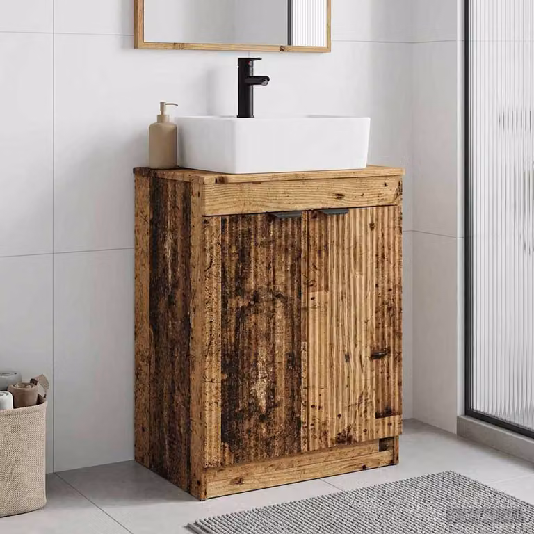 Mobile da bagno con lavabo vidaXL in legno color marrone, stile moderno, L: 54 cm, P: 35 cm, H: 83 cm