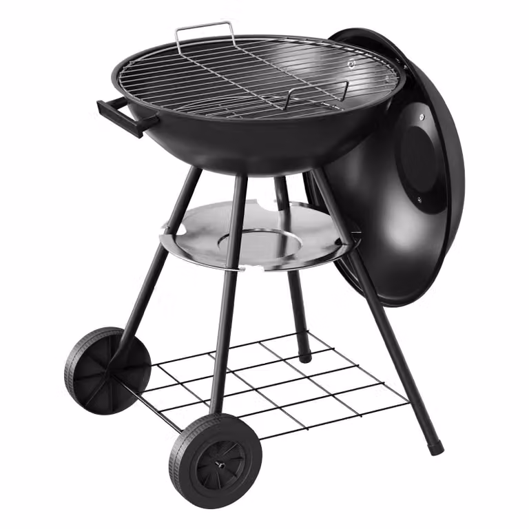 WOLTU barbecue a carbone con ruote per il campeggio in giardino, nero