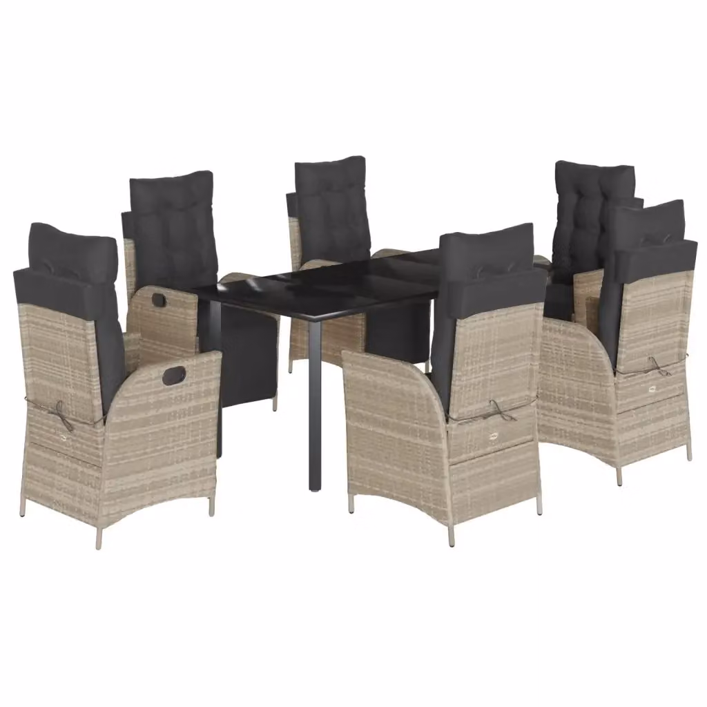 Set da pranzo da giardino vidaXL in polyrattan con piano in vetro, 7 pezzi, grigio antracite – 2