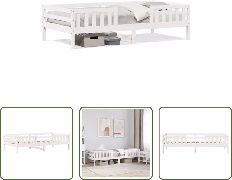 The Living Store Letto in legno massiccio senza materasso bianco 80x200 cm in legno di pino
