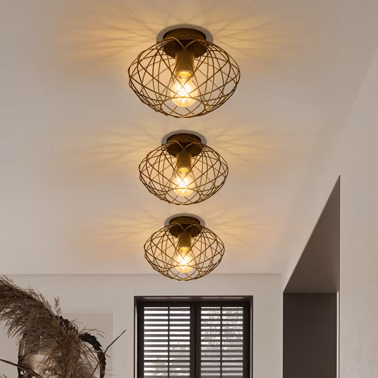 ZMH Faretto da soffitto Nero Lampada da corridoio 1 Fiamma da soffitto Piccole luci da soffitto Industriale Lampada da soggiorno retrò con attacco E27 Max.40W Lampada da cucina Ø 25cm