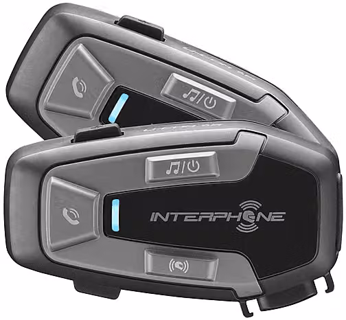 Interfono per moto Interphone Ucom6r TP Bluetooth con GPS, Nero