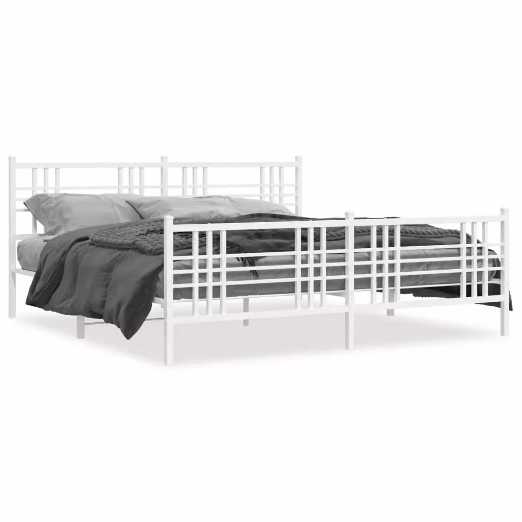 Giroletto con testiera e pediera in metallo bianco vidaXL L: 187 cm, P: 90 cm, H: 219 cm – 2