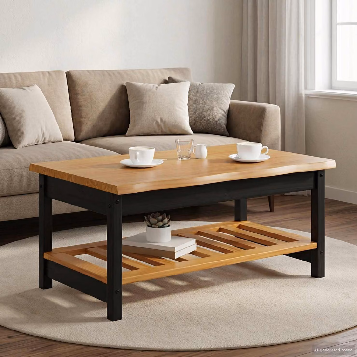 Maison Exclusive - Tavolino EKAI, nero, 100 x 60 x 45,5 cm, realizzato in legno di pino massello