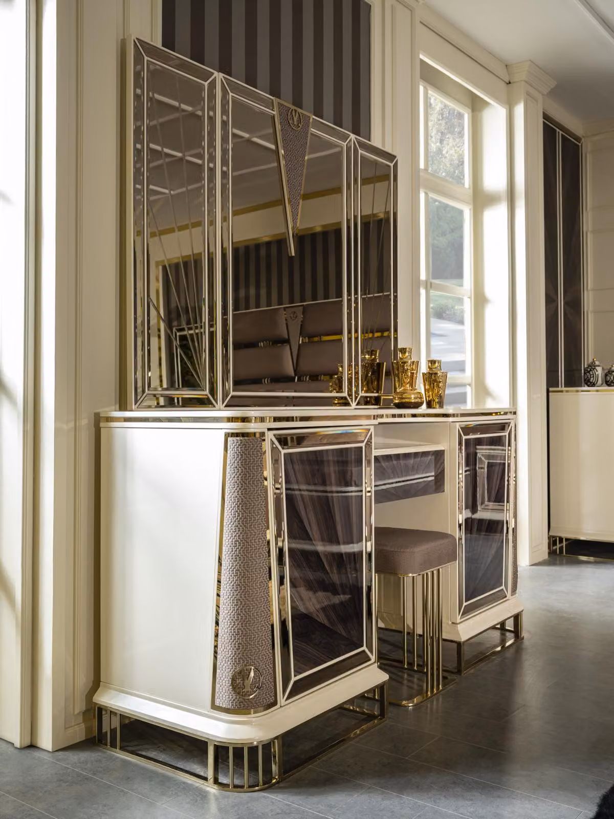 Luxus Schminktisch Design Tisch Konsole Kommode Schminktische Spiegel 2tlg.
