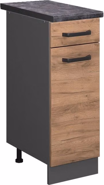 Mobiletto base per cucina Vicco R-Line Rovere e Antracite con ante e cassetti L: 30 cm, H: 81,6 cm, P: 60 cm – 1