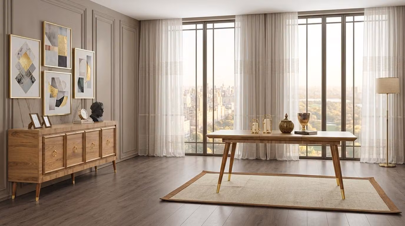 Tisch Konsole Wohnzimmer Stil modern braun rechteckig ausklappbar