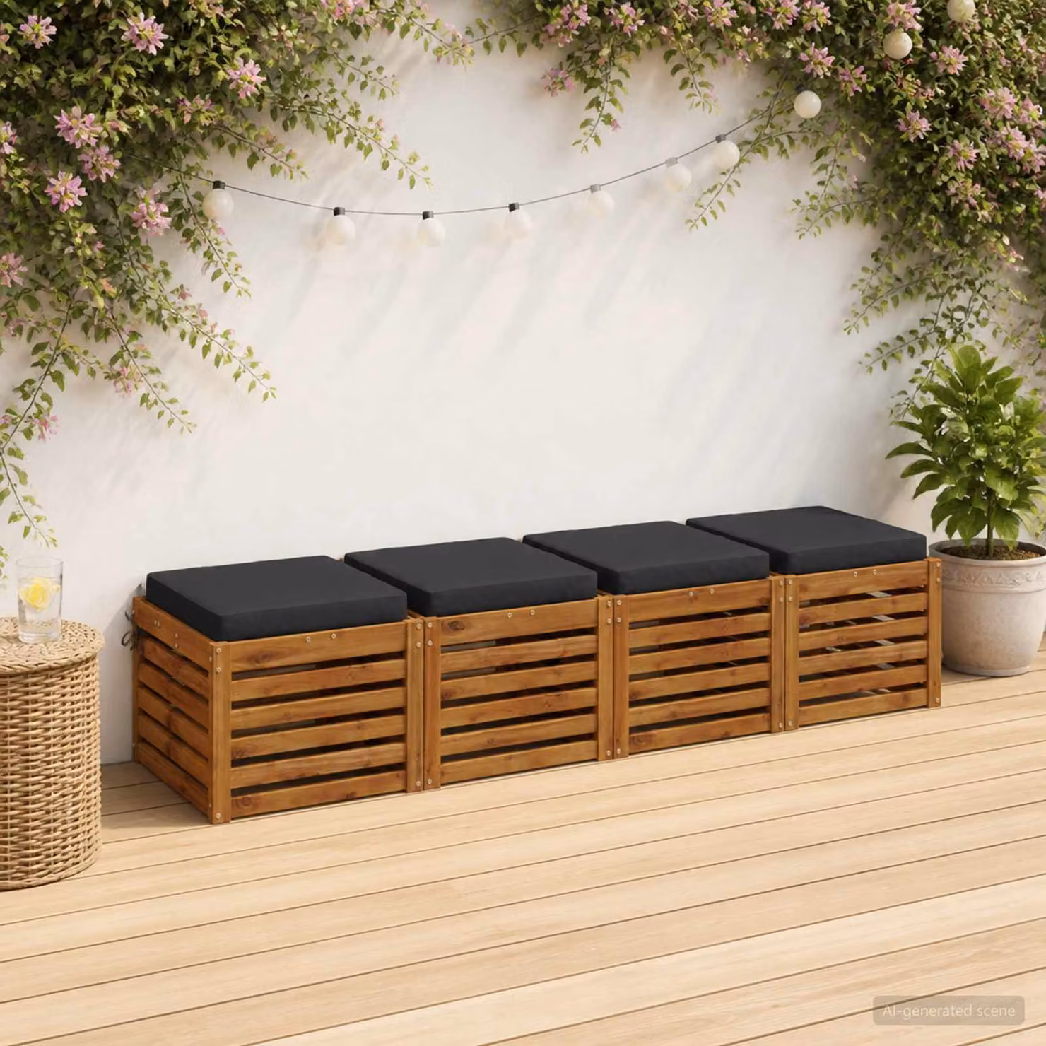 Set di 4 cuscini per sedia vidaXL in poliestere con imbottitura in schiuma, coperture rimovibili e resistenti ai raggi UV, disponibili in blu o nero