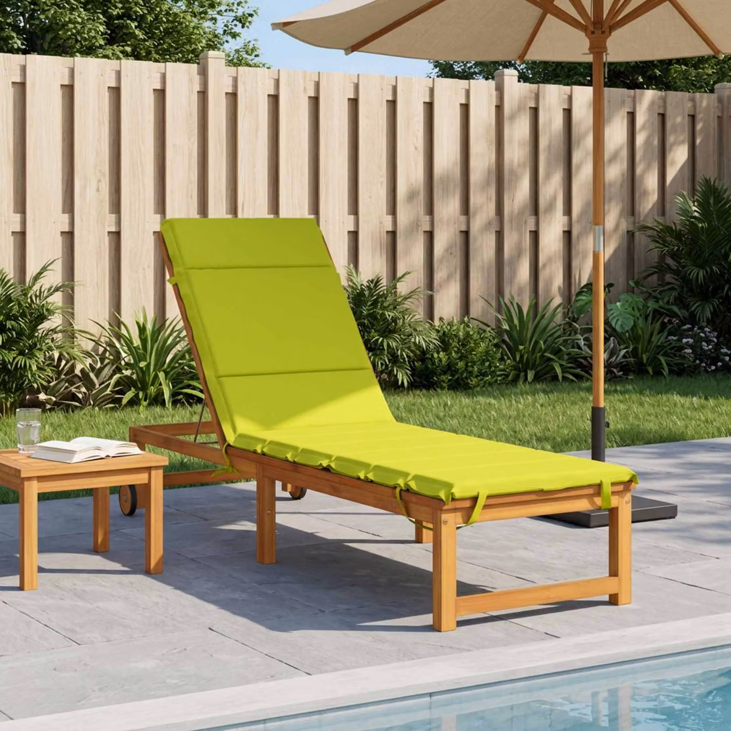 Cuscino per lettino vidaXL GEMERT verde brillante in poliestere con rivestimento rimovibile e resistenza ai raggi UV