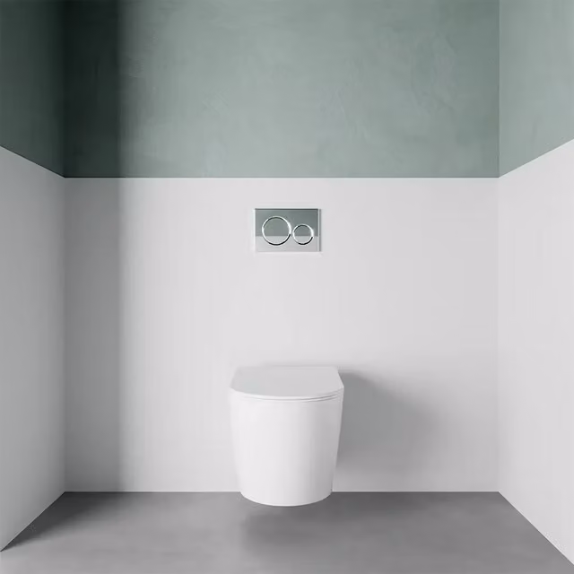 Vaso sospeso WC rimless in ceramica bianco lucido con sedile soft-close | Vienna