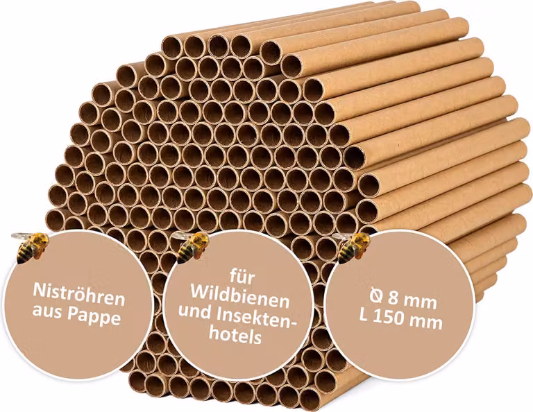 CULT at home 200 Tubicini per hotel per insetti Ø 8 mm - Materiale di riempimento per costruzioni e lavoretti manuali, ausilio per la nidificazione delle api selvatiche, materiale: cartone, colore: marrone