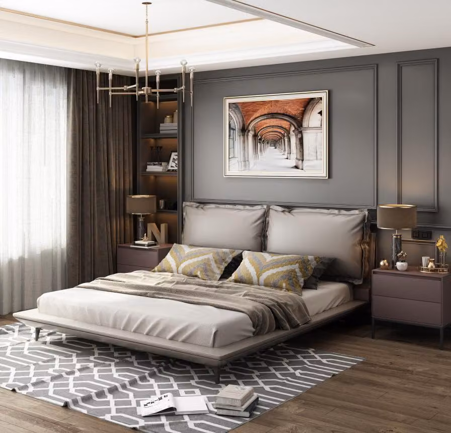 Doppelbett Bett Ehebett Design Luxus Luxur Betten Polsterbett Designbett Textil
