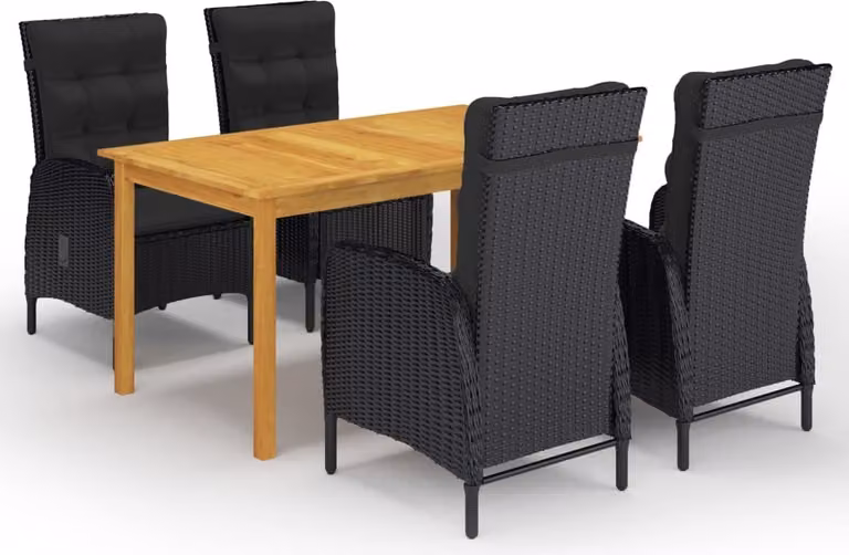 Maison Exclusive - Set da pranzo da giardino 5 pezzi nero