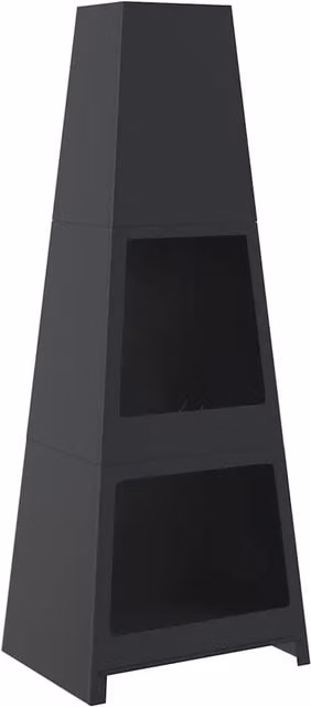 Caminetto da esterno a torre con deposito per legna in acciaio nero DESIGN IN CFW2260751 – 1