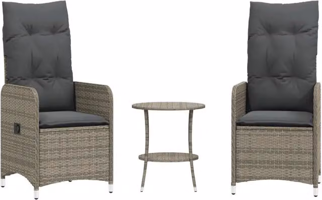 Sedie da Giardino Reclinabili 2 pz | Sedie da Esterno con Tavolo in Polyrattan