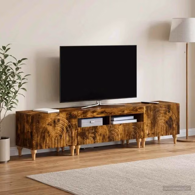Mobile TV LED a 3 pezzi Rovere Fumo Legno ingegnerizzato 3416504