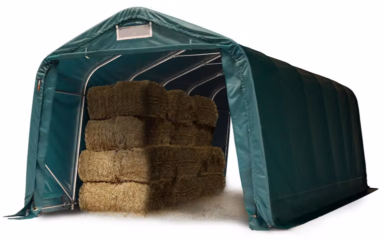 TOOLPORT Tenda da pascolo 3,3x7,2m riparo robusto telo verde in PVC 800N